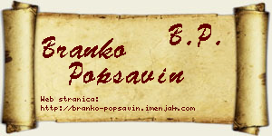 Branko Popsavin vizit kartica
